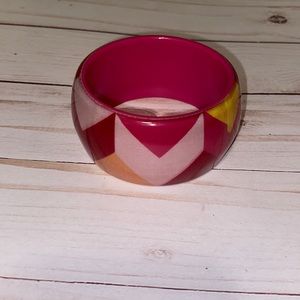 Pink chevron plastic cuff bracelet